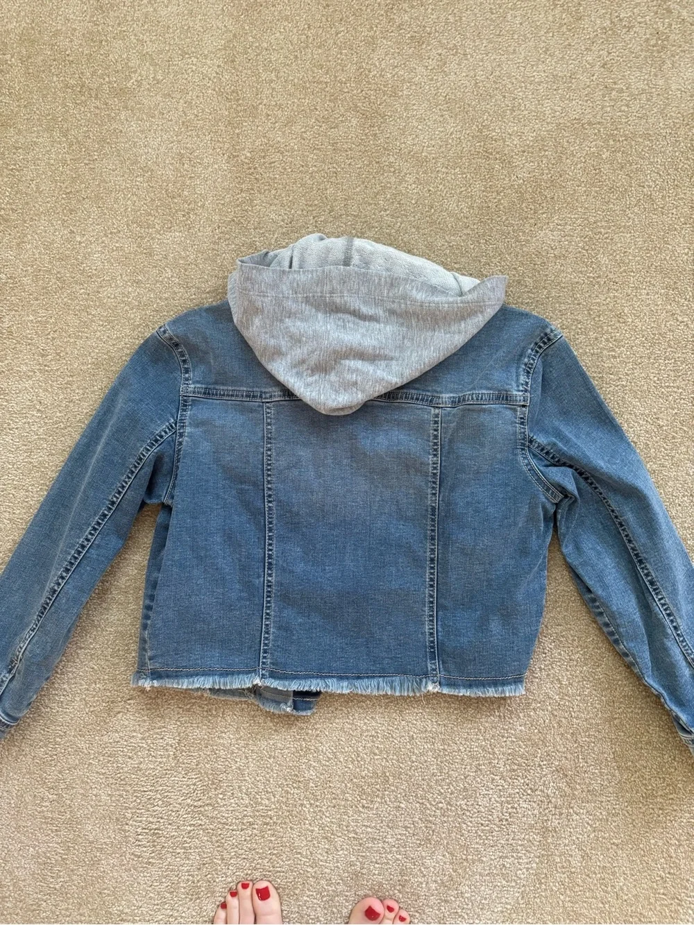 JUSTICE Kids Blue Denim Jacket with Grey Hood